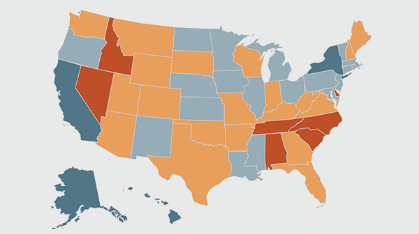 Small US map linking to interactive map showing domestic migration levels.