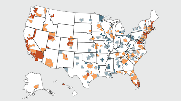 Small map linking to interactive showing income requirements to afford a median-priced home by state.
