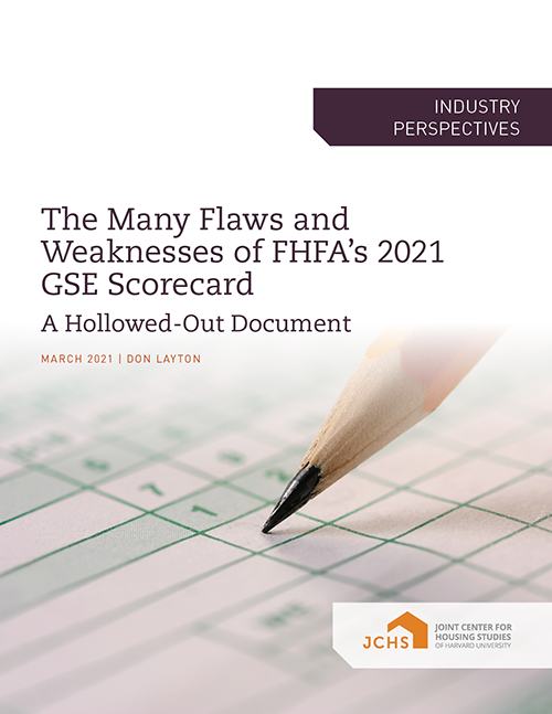 Cover of the paper "The Many Flaws and Weaknesses of FHFA’s 2021 GSE Scorecard."