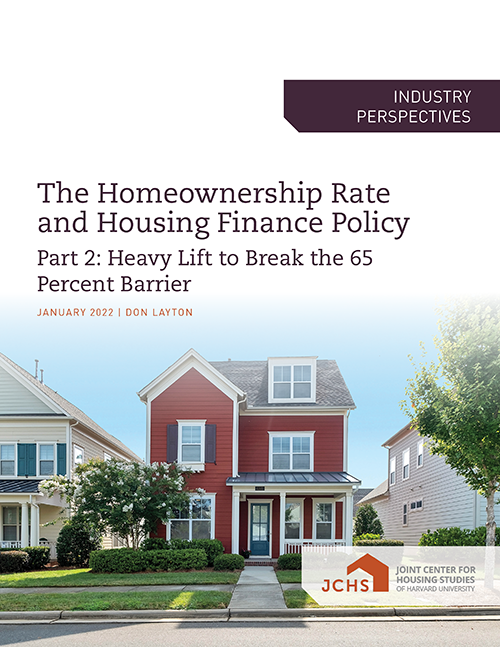 Cover of the paper "The Homeownership Rate and Housing Finance Policy – Part 2: The Heavy Lift to Break the 65 Percent Barrier."