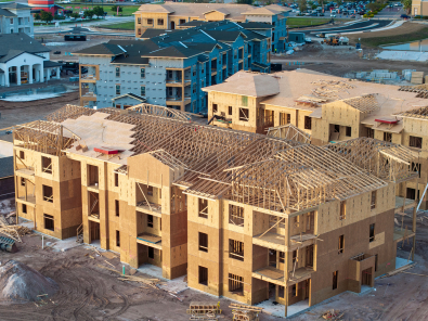 Multifamily housing under construction.