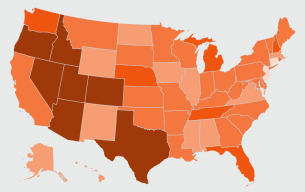 Map showing the loss of low-rent units by state