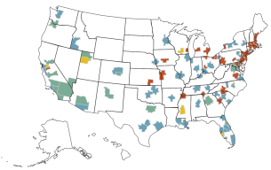 US map linking to interactive map displaying cost of housing care.
