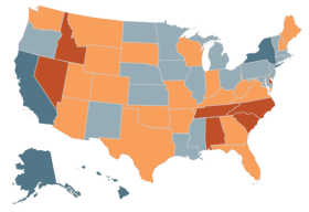 Small US map linking to interactive map showing domestic migration levels.