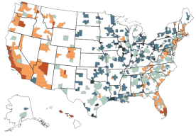Small US map linking to interactive map showing price-to-income ratios.