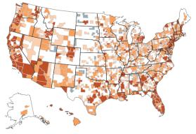 Small map linking to interactive showing cost burdens by state for renters and homeowners.