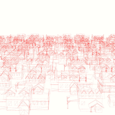 Line drawing of homes in a neighborhood.