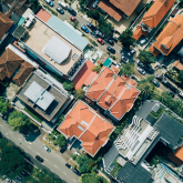 Aerial view of a city.