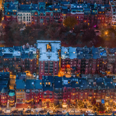 Aerial view of Boston neighborhood.