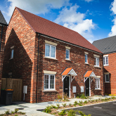 Brick duplex homes.