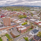 Aerial view of downtown Pittsfield, MA.