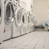 Laundry room in an apartment building