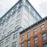 Urban apartment buildings.
