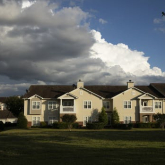 Row of suburban multifamily homes.