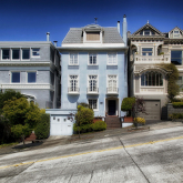 Townhouses on a steep hill.