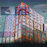Graphic of a large multifamily apartment building.