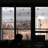 View out an apartment window.