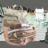Graphic showing piles of building materials.