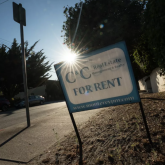 View of for-rent sign.