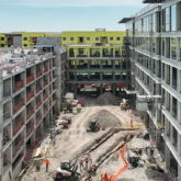 View of multifamily housing udner construction.