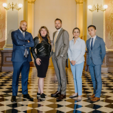 View of five members of the California state legislature's renters caucus.