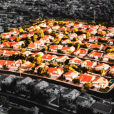 Graphic showing section of surburban neighborhood highlighted.