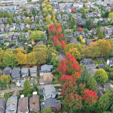 Aerial view of residential neighborhood.
