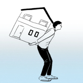 Illustration of man carrying a house on his back