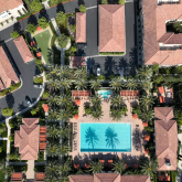 Birds eye view of expensive houses