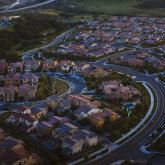 View of suburban resitential neighborhood.