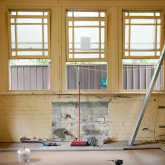 Run-down apartment being repaired