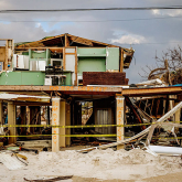 Hurricane-damaged home.