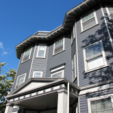Triple-decker building in Cambridge, Massachusetts.