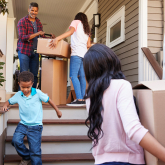 Family moving into a home.