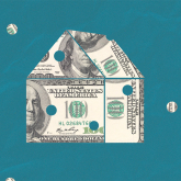 Illustration of house made from currency.