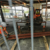 Worker on a housing construction site.
