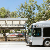 Metro bus stop at Sherman/Woodley in Los Angeles.
