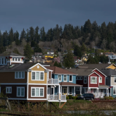 Cluster of homes on a hillside.
