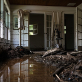 Interior of a flooded home.