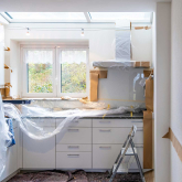 Kitchen being renovated.