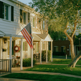 House with US flag.