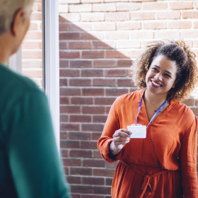 Service coordinator at the home of an older adult