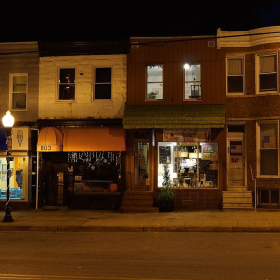 Neighborhood street at night