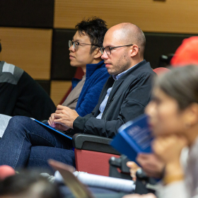 Students in a college classroom