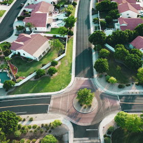 Aerial view of houses