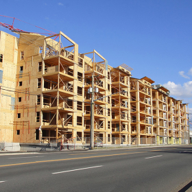 Multifamily housing under construction.