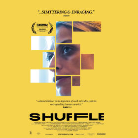 Film poster depicting a woman's face broken up into multiple boxes.