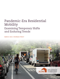 Cover of pandemic migration paper showing a moving truck on a city street.