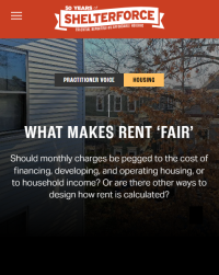 Screenshot of What Makes Rent Fair article on Shelterforce website.