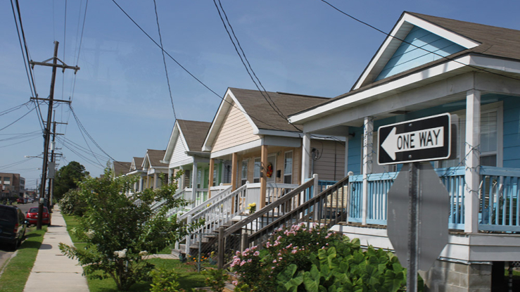 Row of small homes in New Orleans, Louisiana.